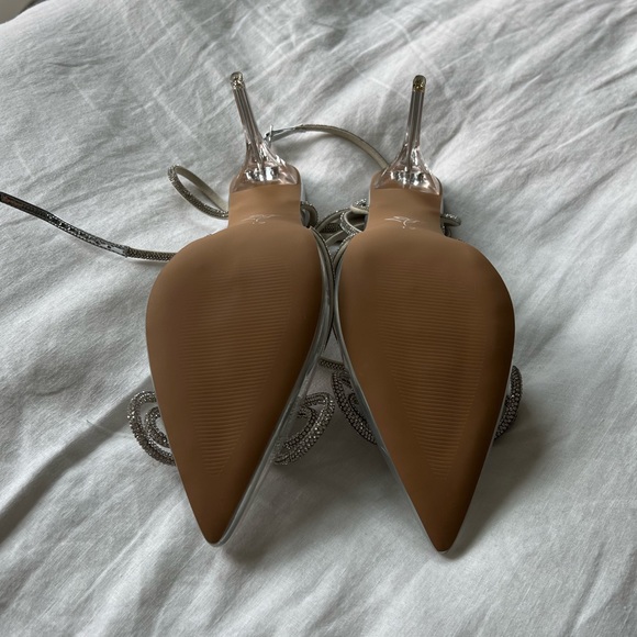 Brand new Ella Double Bow Clear Glass Slippers with Crystal Ankle Tie - Picture 8 of 9